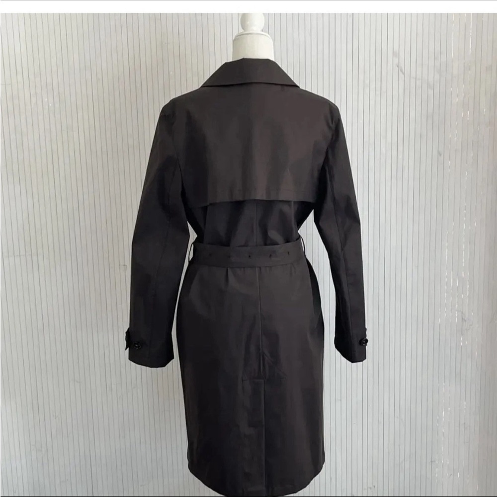 Bottega Veneta Women's Fall Black Cotton Rain Trench Coat size 38 Green Interior
